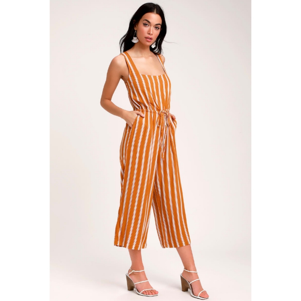 Lulu's 🌿 In the sunshine Striped Culotte Jumpsuit